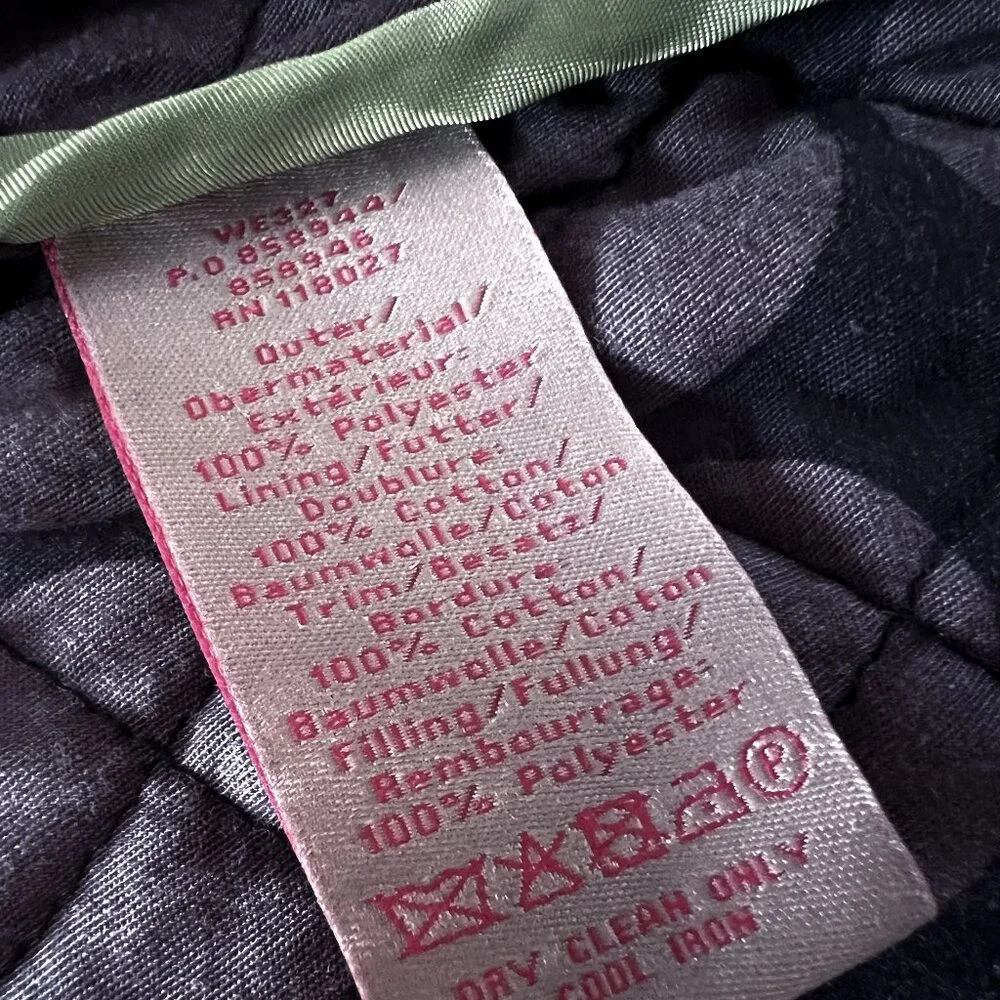 Boden Black Diamond Quilted Jacket with Corduroy Trim Size 6